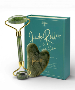 Forrest Serpentine Jade Roller and Gua Sha Set Sculpting Tools Facial Lift and Glow ฟอร์เรสท์ ลูกกลิ้งหยก และแผ่นกัวซา เชท